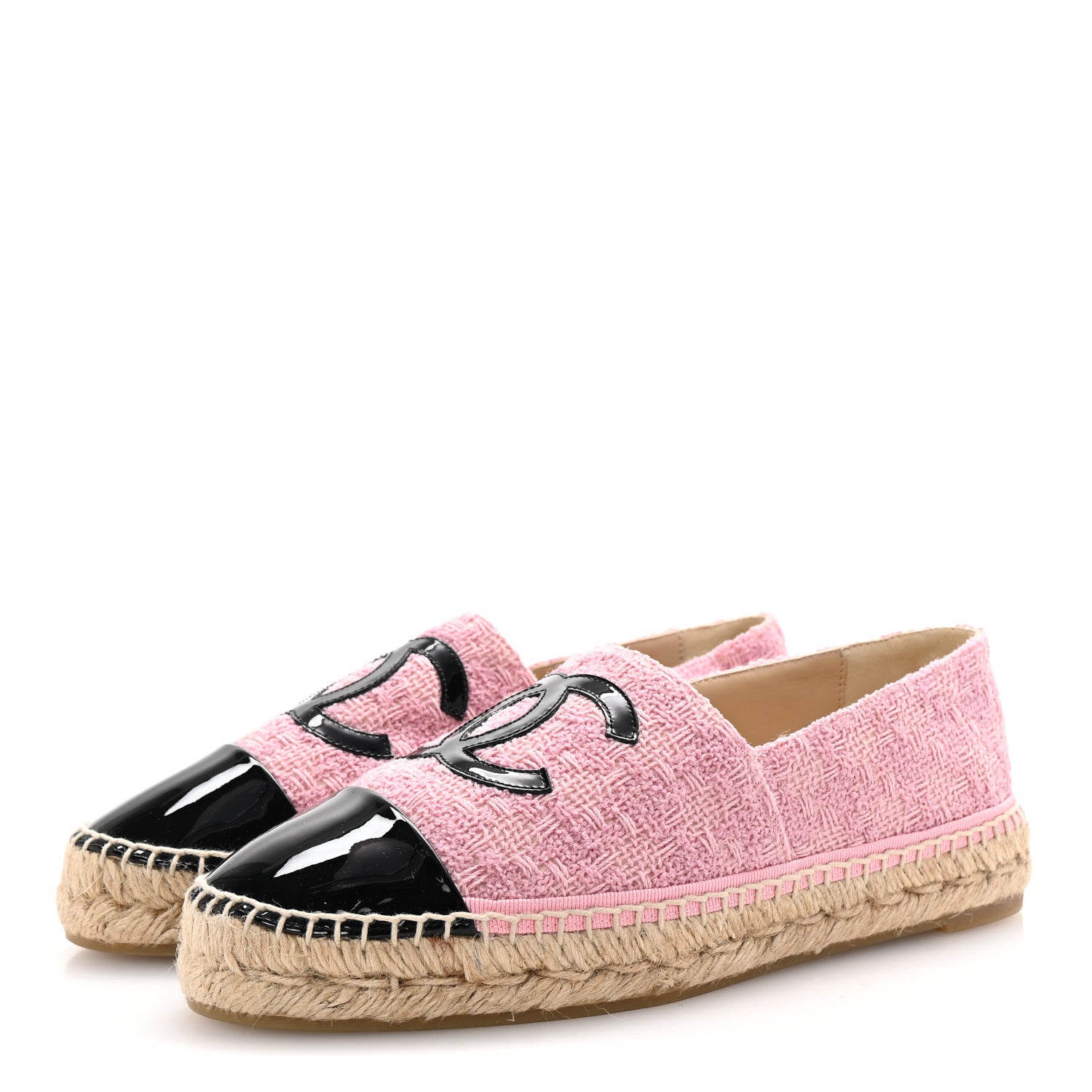 Chanel Tweed Patent CC Espadrilles 39 Pink Black 4 of 10
