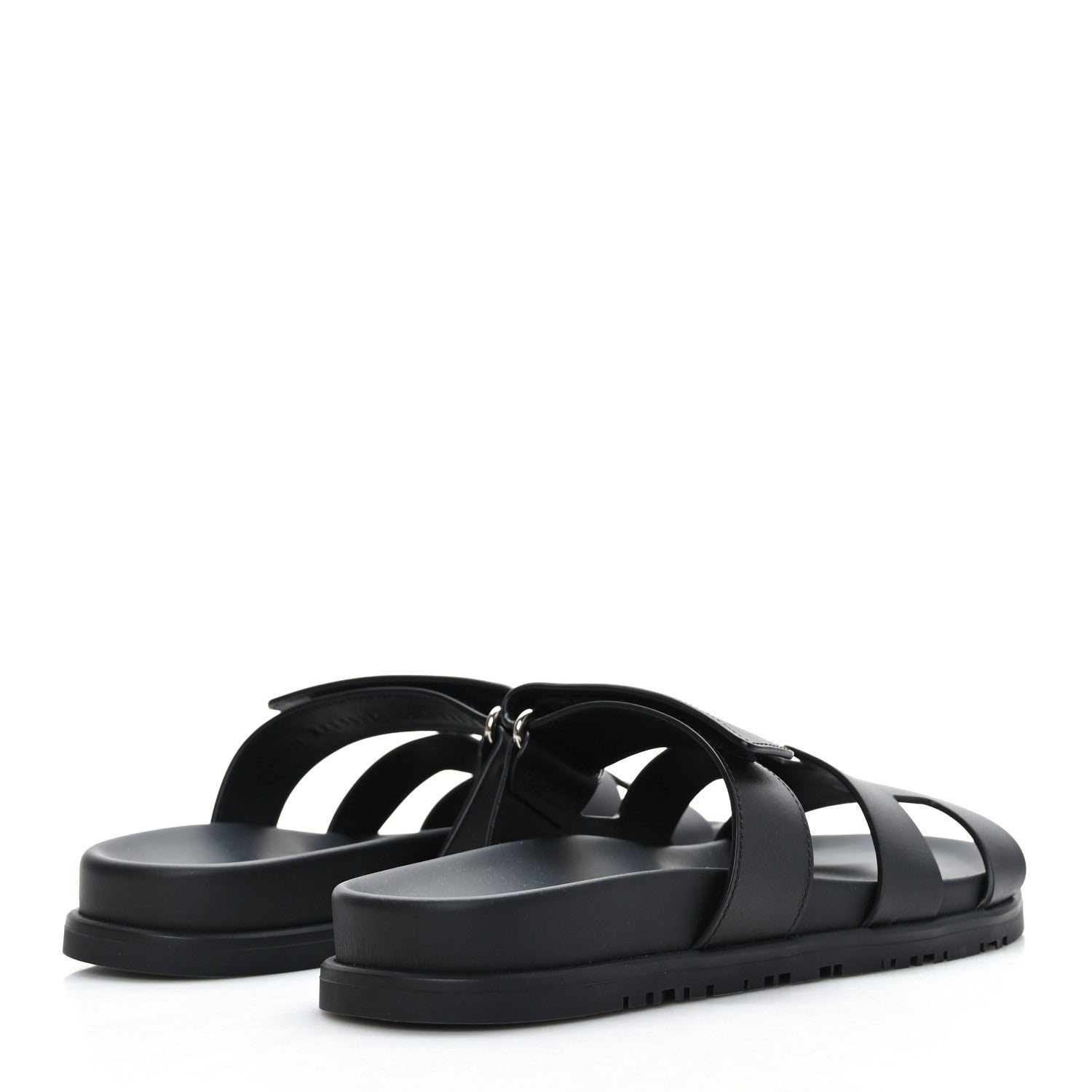 Hermes Calfskin Womens Chypre Sandals 38.5 Black 4 of 9
