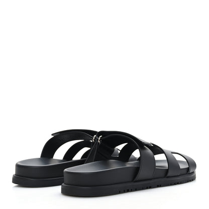 Hermes Calfskin Womens Chypre Sandals 38.5 Black 4 of 9