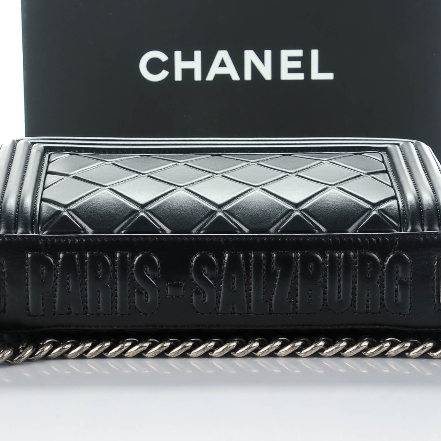Chanel Calfskin Embossed Medium Paris Salzburg Boy Flap Black 5 of 8