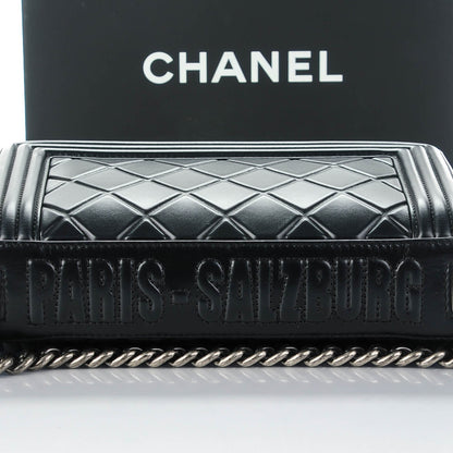 Chanel Calfskin Embossed Medium Paris Salzburg Boy Flap Black 5 of 8