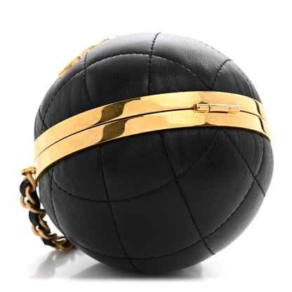 Chanel Lambskin Quilted Sphere Minaudiere Chain Clutch Black 4 of 11