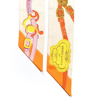 Hermes Silk Brides De Gala Twilly Creme Orange Jaune Vif 2 of 4