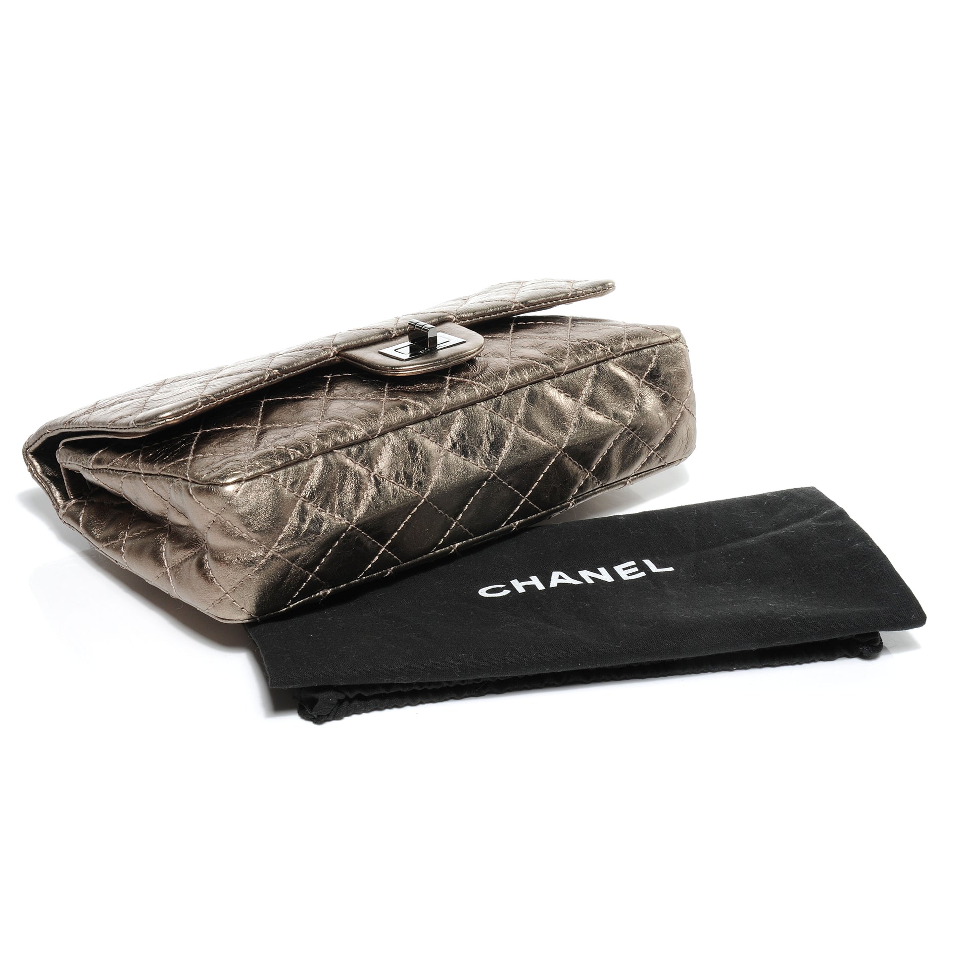 Chanel Aged Calfskin 2.55 Reissue 225 Flap Metallic Dark Silver 4 of 7