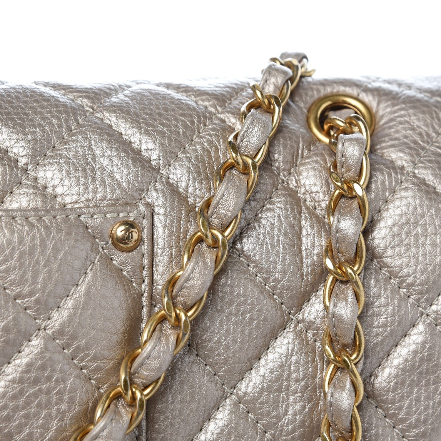 Chanel Metallic Calfskin Quilted XXL Travel Flap Bag Gold 8 of 8