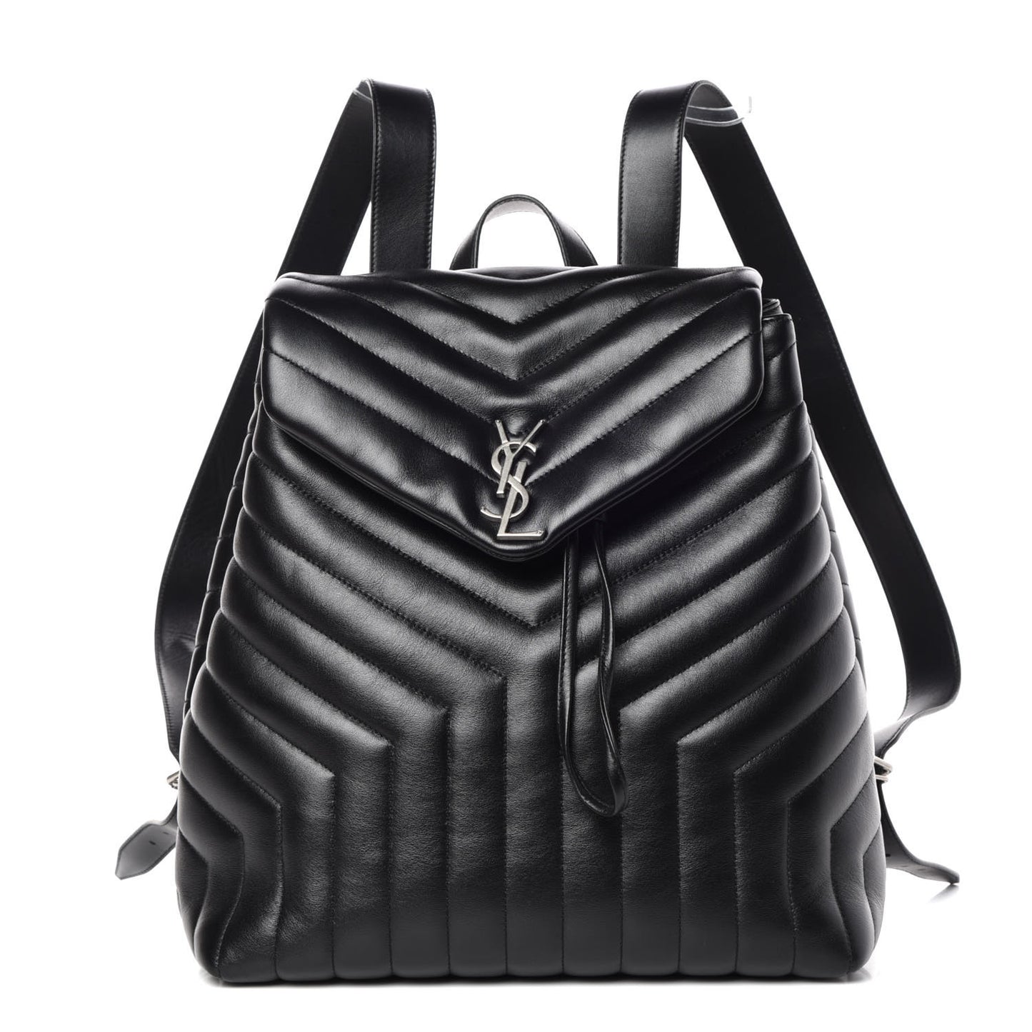 Calfskin Y Quilted Monogram Medium Loulou Backpack Black