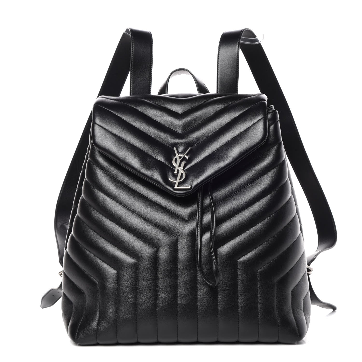 Saint Laurent Calfskin Y Quilted Monogram Medium Loulou Backpack Black 1 of 10