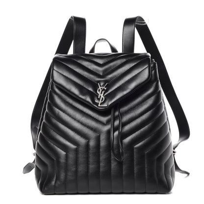 Saint Laurent Calfskin Y Quilted Monogram Medium Loulou Backpack Black 1 of 10