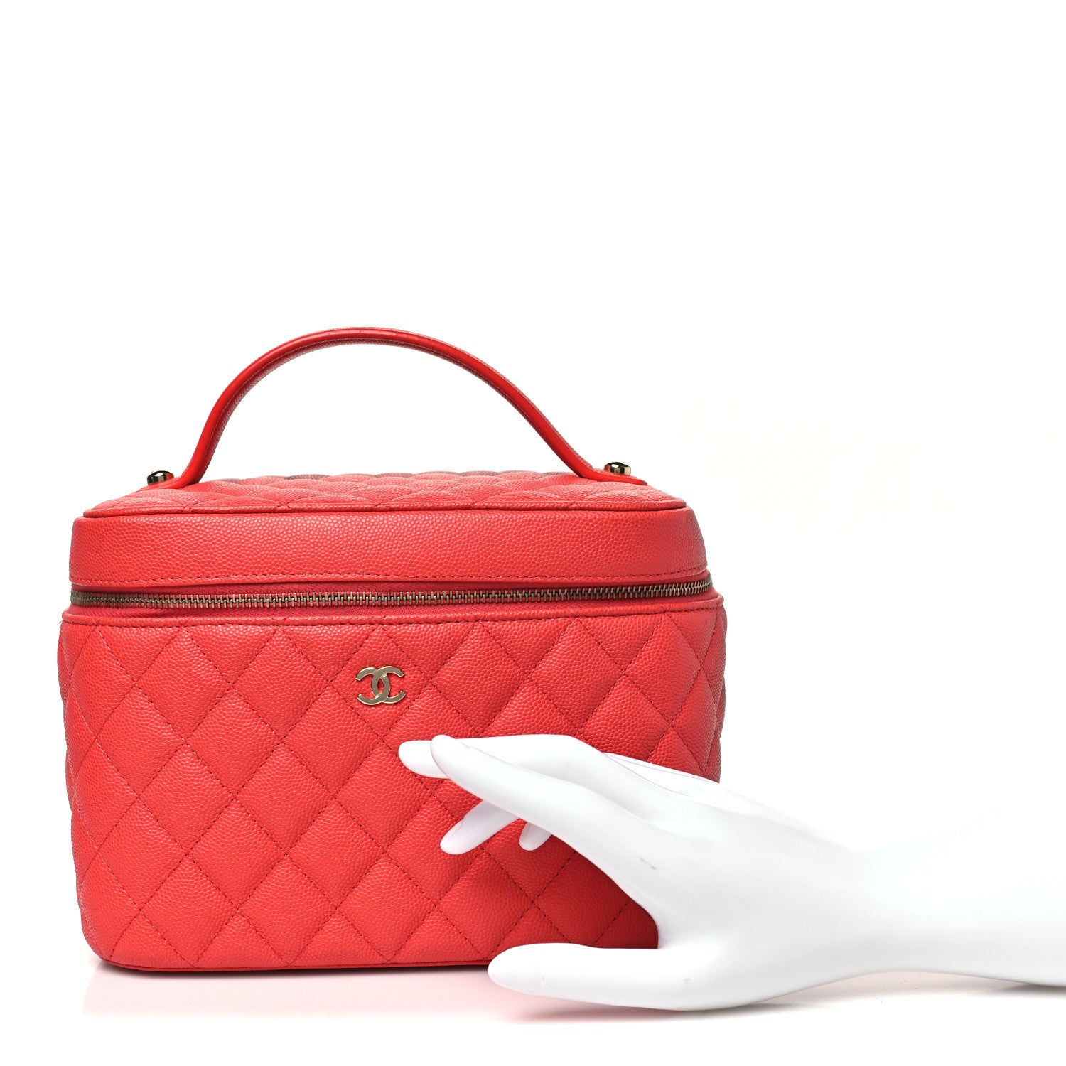 Chanel Caviar Quilted Large Vanity Pouch Red 2 of 12