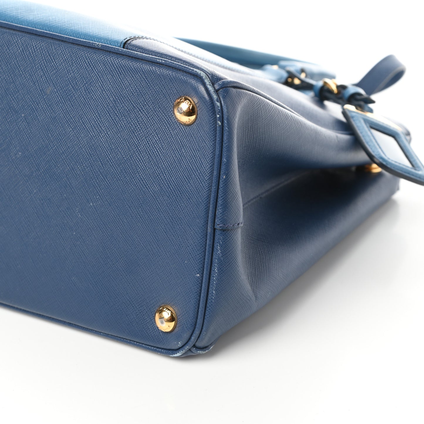 Saffiano Lux Colorblock Medium Galleria Double Zip Tote Bluette Cobalto