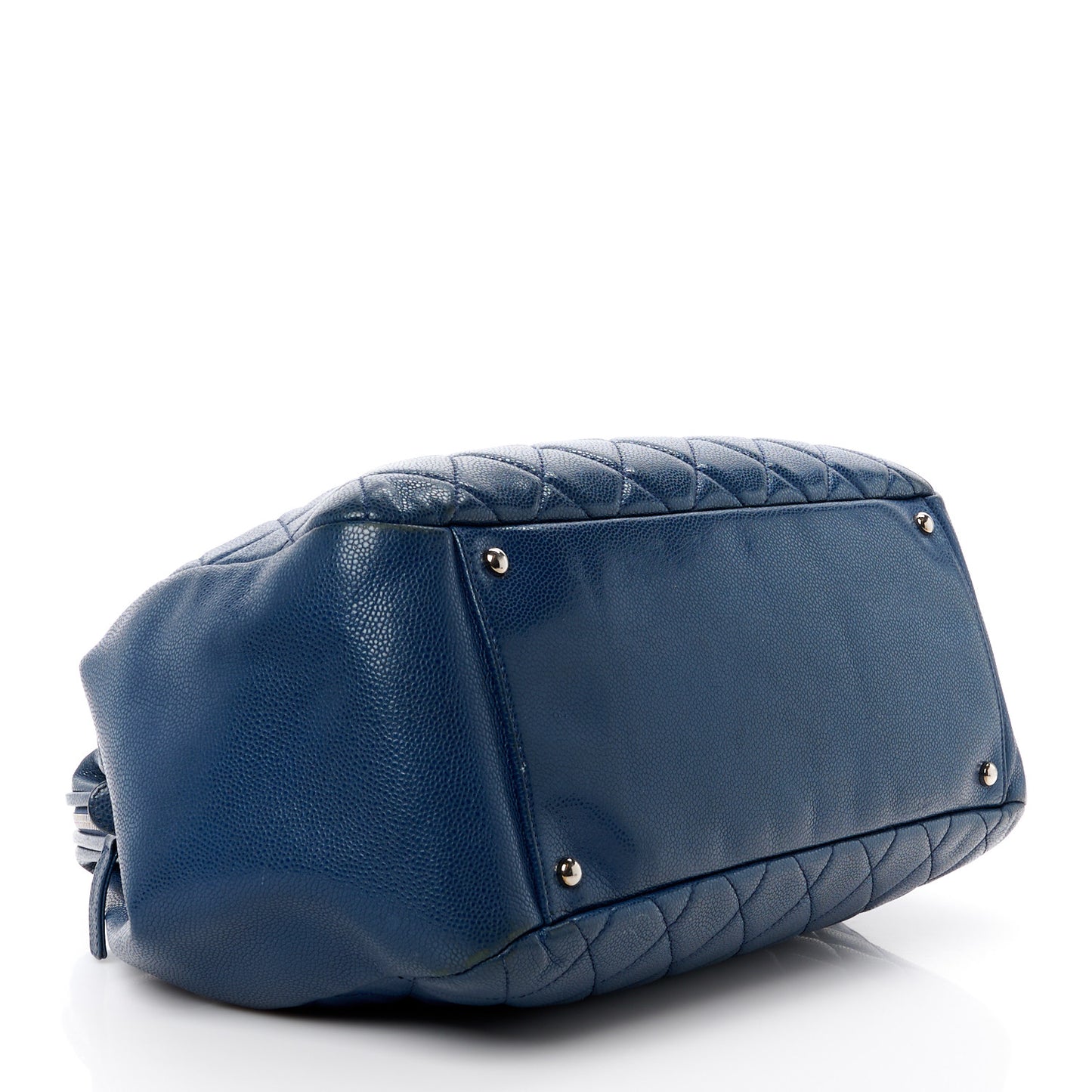 Caviar Quilted Framed Bowling Bag Blue