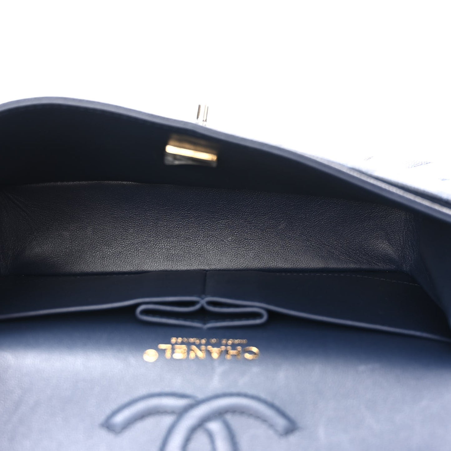 Caviar Quilted Small Double Flap Navy
