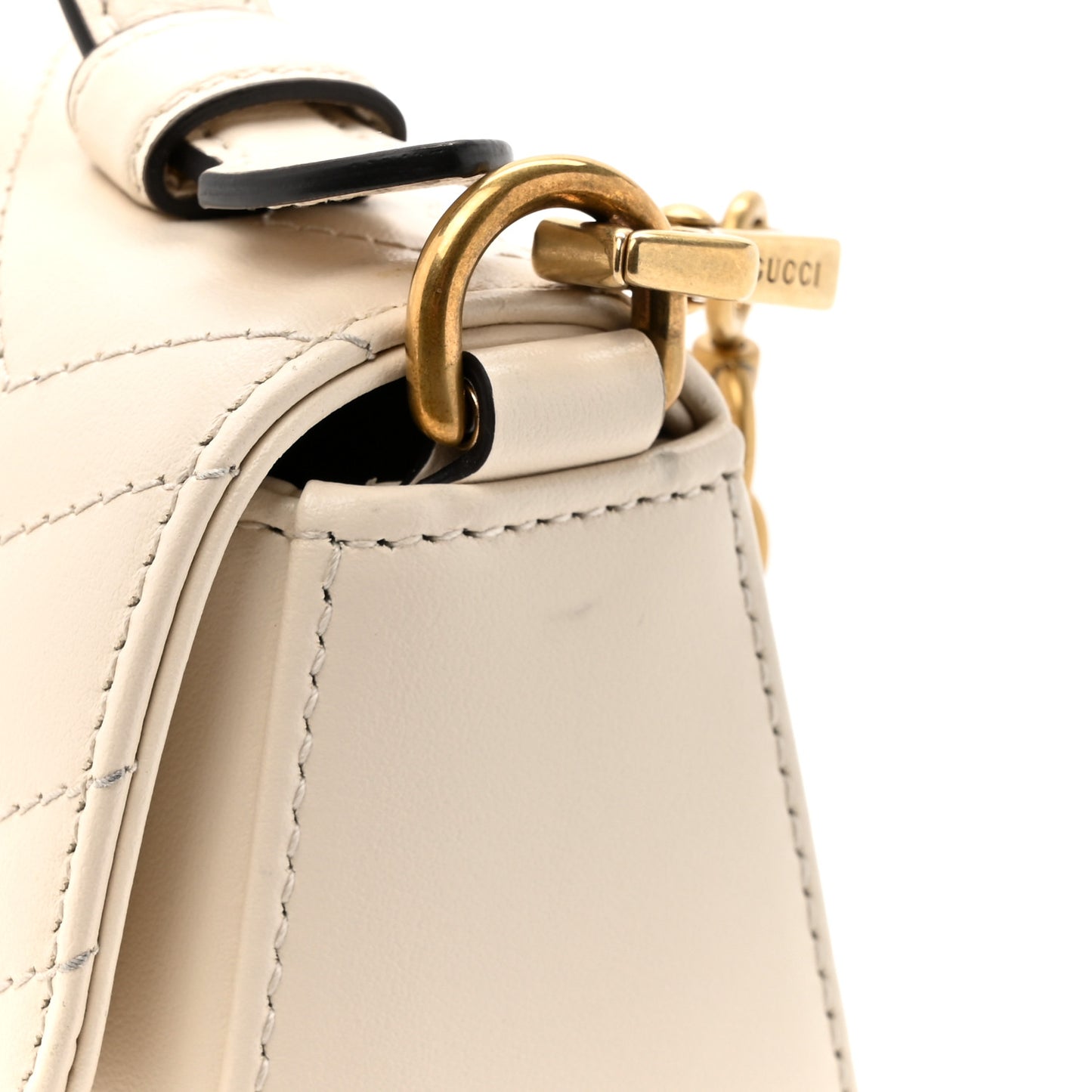 Calfskin Matelasse Mini GG Marmont Top Handle Shoulder Bag White