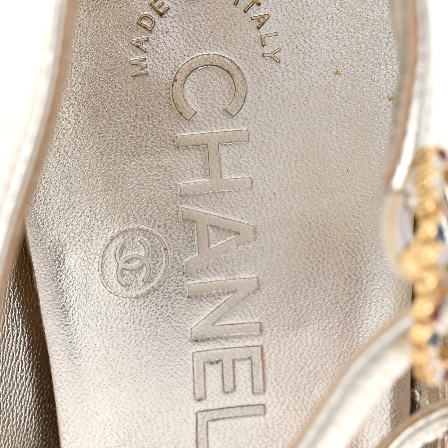 Laminated Lambskin Grosgrain Cap Toe CC Mary Jane Pumps 36 Silver Black