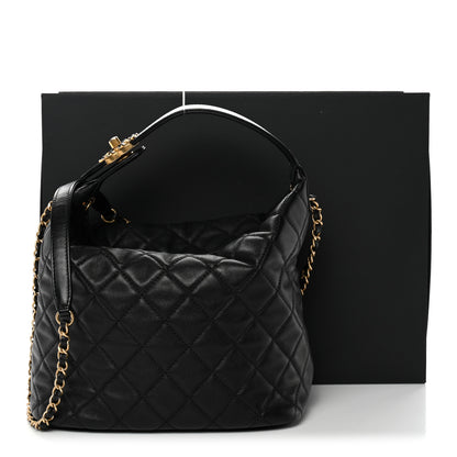 Chanel Lambskin Quilted Large Perfect Meeting Hobo Black 11 of 11