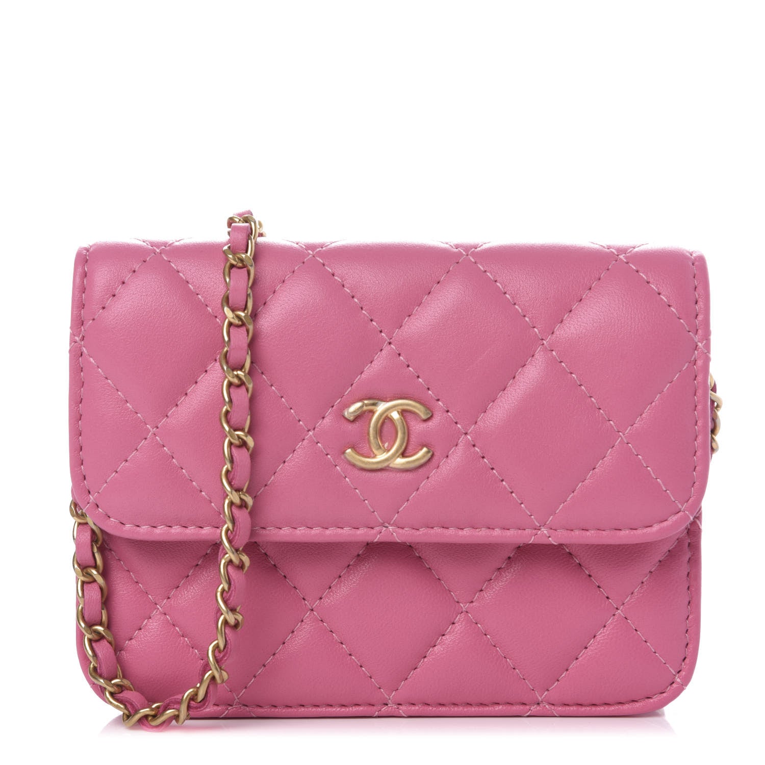 Chanel Lambskin Quilted Pearl Crush Clutch With Chain Pink 1 of 10