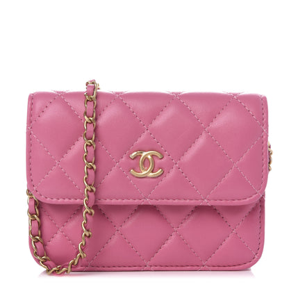 Chanel Lambskin Quilted Pearl Crush Clutch With Chain Pink 1 of 10
