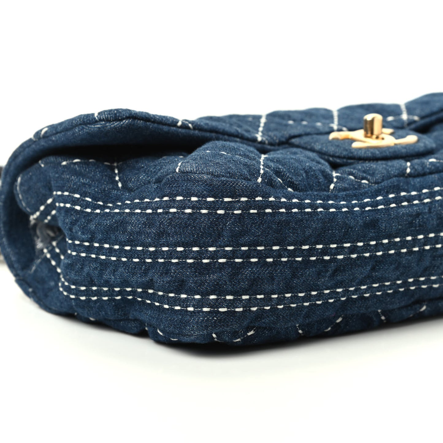 Denim Quilted Medium Denim Trip Single Flap Blue