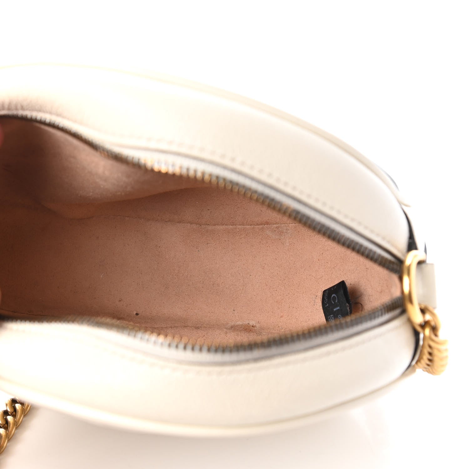 Gucci Calfskin Matelasse Mini GG Marmont Round Shoulder Bag White 5 of 11