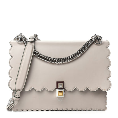 Fendi Vitello Liberty Scalloped Studded Kan I Shoulder Bag Grigio Polvere 1 of 12
