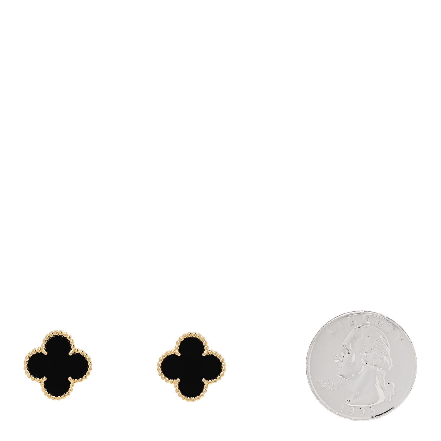 Van Cleef & Arpels 18k Yellow Gold Black Onyx Vintage Alhambra Earrings 2 of 4