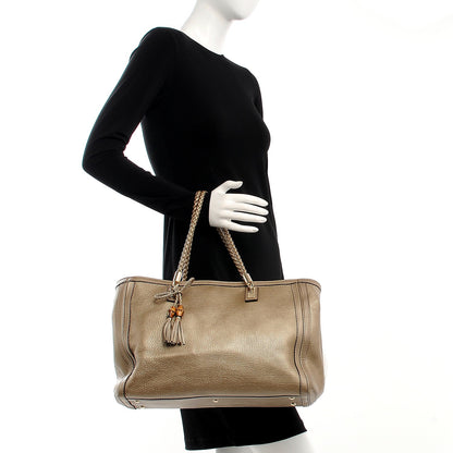 Gucci Metallic Pebbled Calfskin Medium Bella Tote Gold 2 of 7
