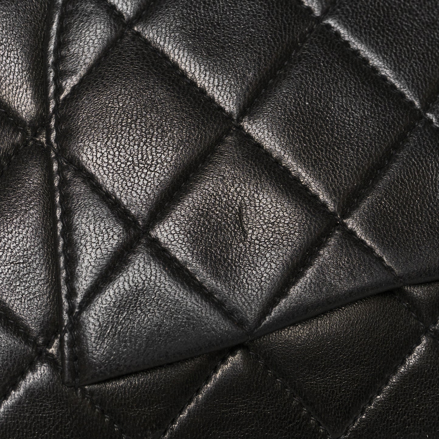 Lambskin Quilted Medium Double Flap Black