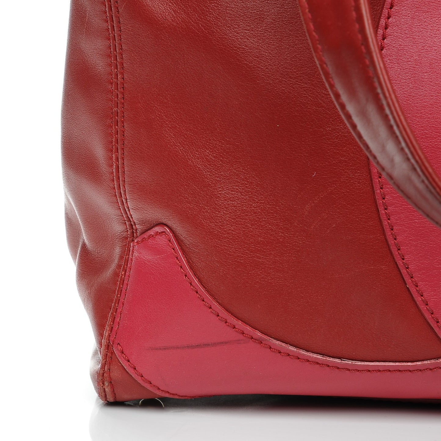 Calfskin CC Stitched Tote Red