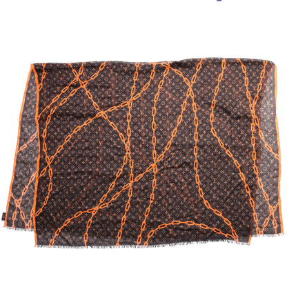 Louis Vuitton Silk Monogram Solar Ray Stole Orange 2 of 4