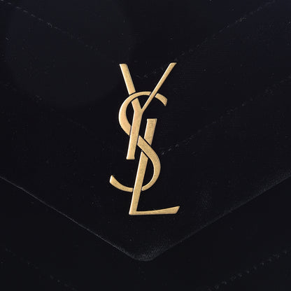 Saint Laurent Velvet Y Quilted Monogram Toy Loulou Crossbody Bag Black 11 of 12