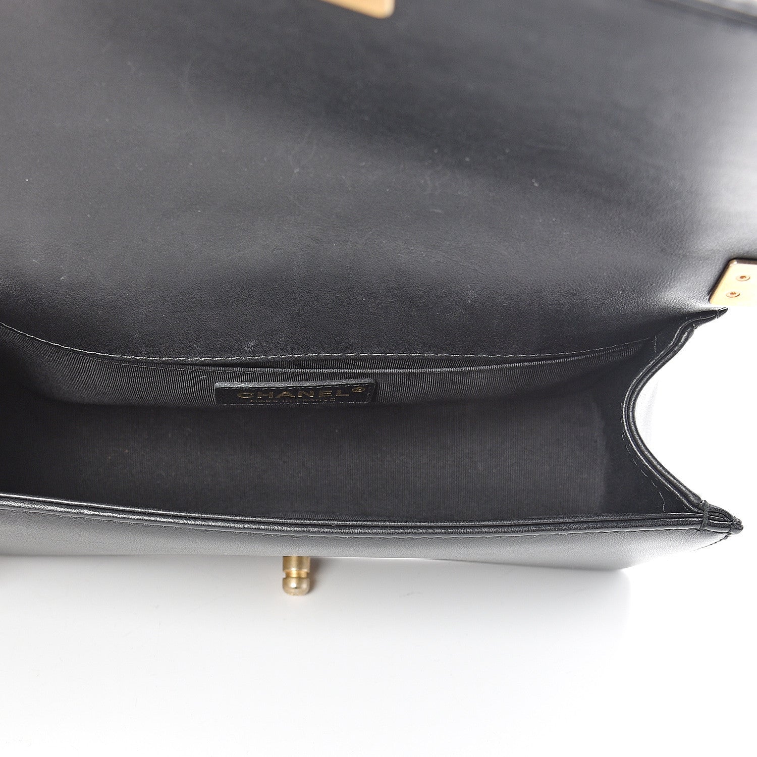 Chanel Calfskin Quilted Medium Boy Top Handle Flap Black 4 of 15