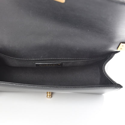 Chanel Calfskin Quilted Medium Boy Top Handle Flap Black 4 of 15
