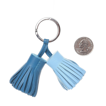 Hermes Lambskin Carmen Uno-Dos Key Holder Cobalt Celeste 2 of 4