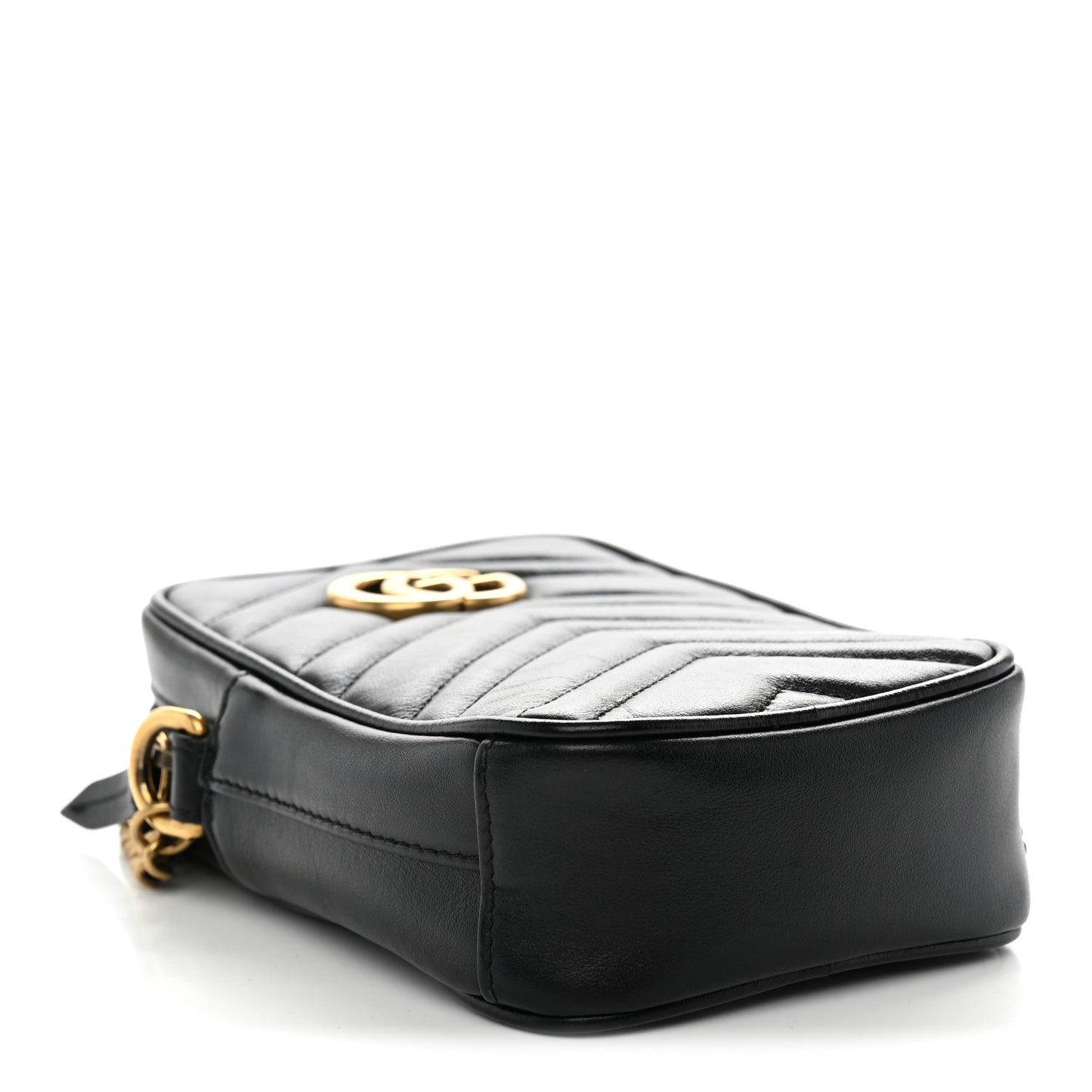 Calfskin Matelasse Mini GG Marmont Crossbody Bag Black