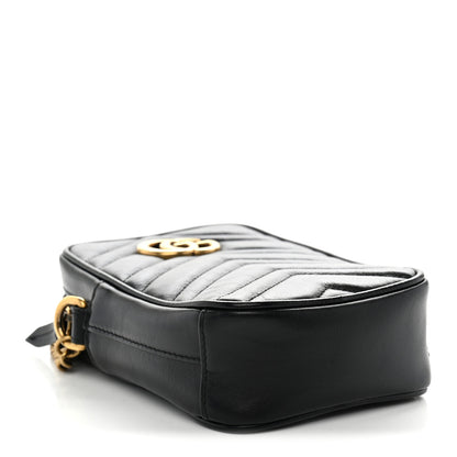 Gucci Calfskin Matelasse Mini GG Marmont Crossbody Bag Black 4 of 12