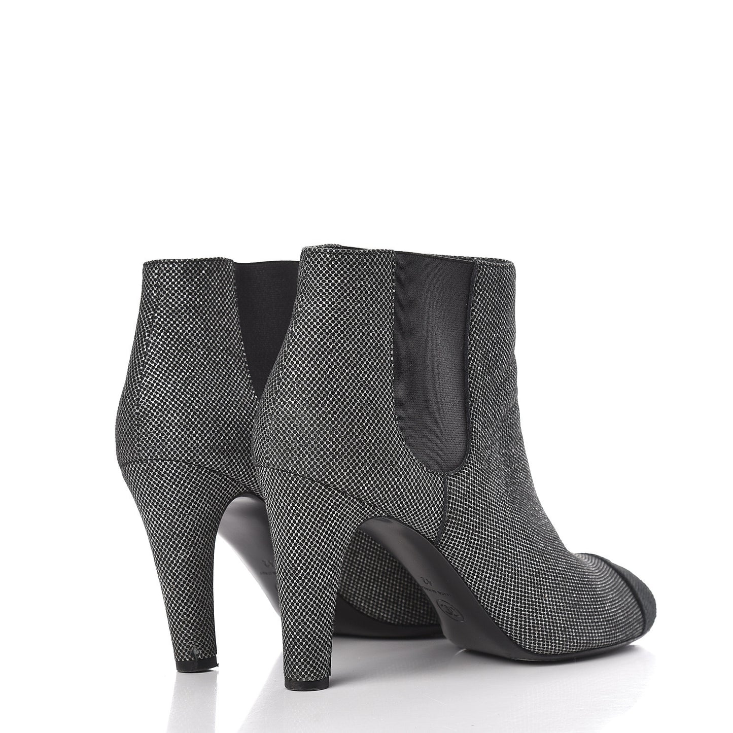 Mesh CC Cap Toe Ankle Boots 42 Argent Black