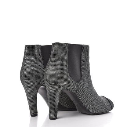 Chanel Mesh CC Cap Toe Ankle Boots 42 Argent Black 4 of 11