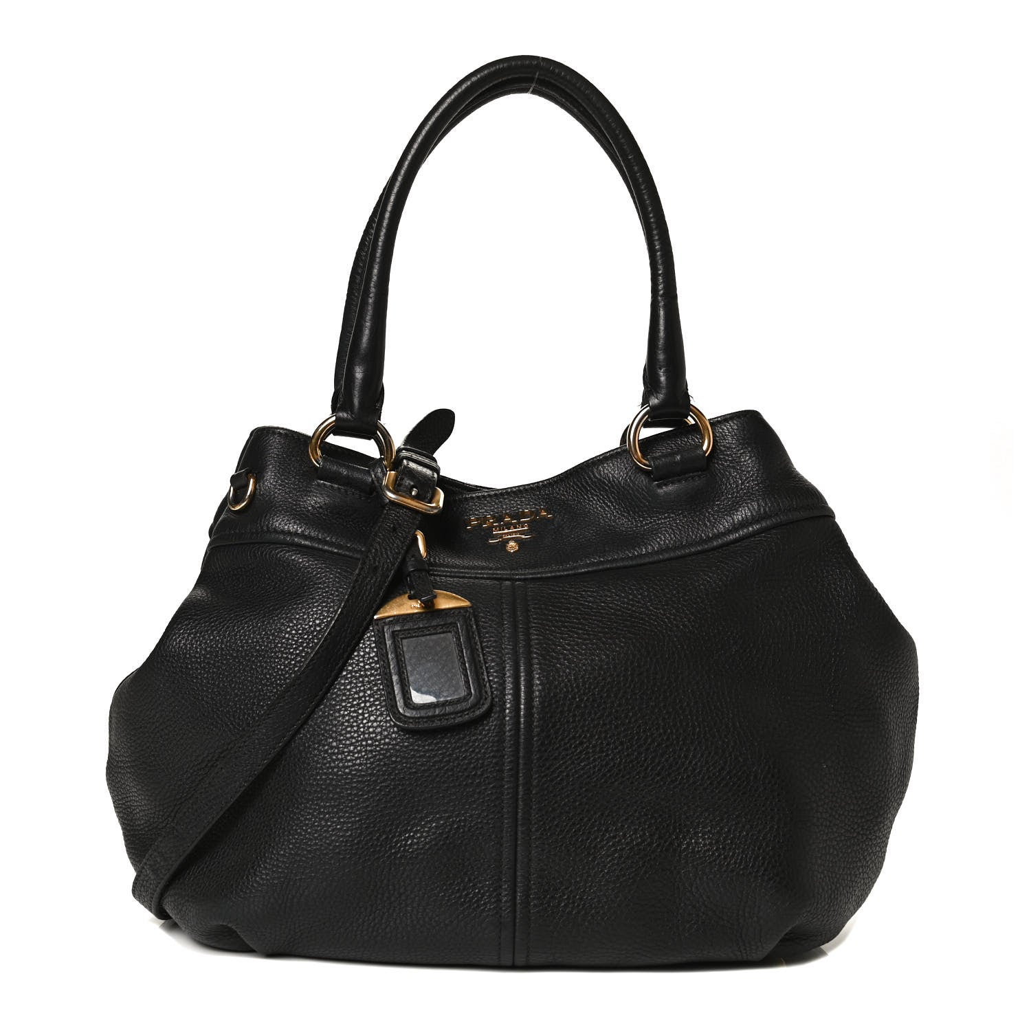 Prada Vitello Daino Top Handle Tote Black 1 of 16