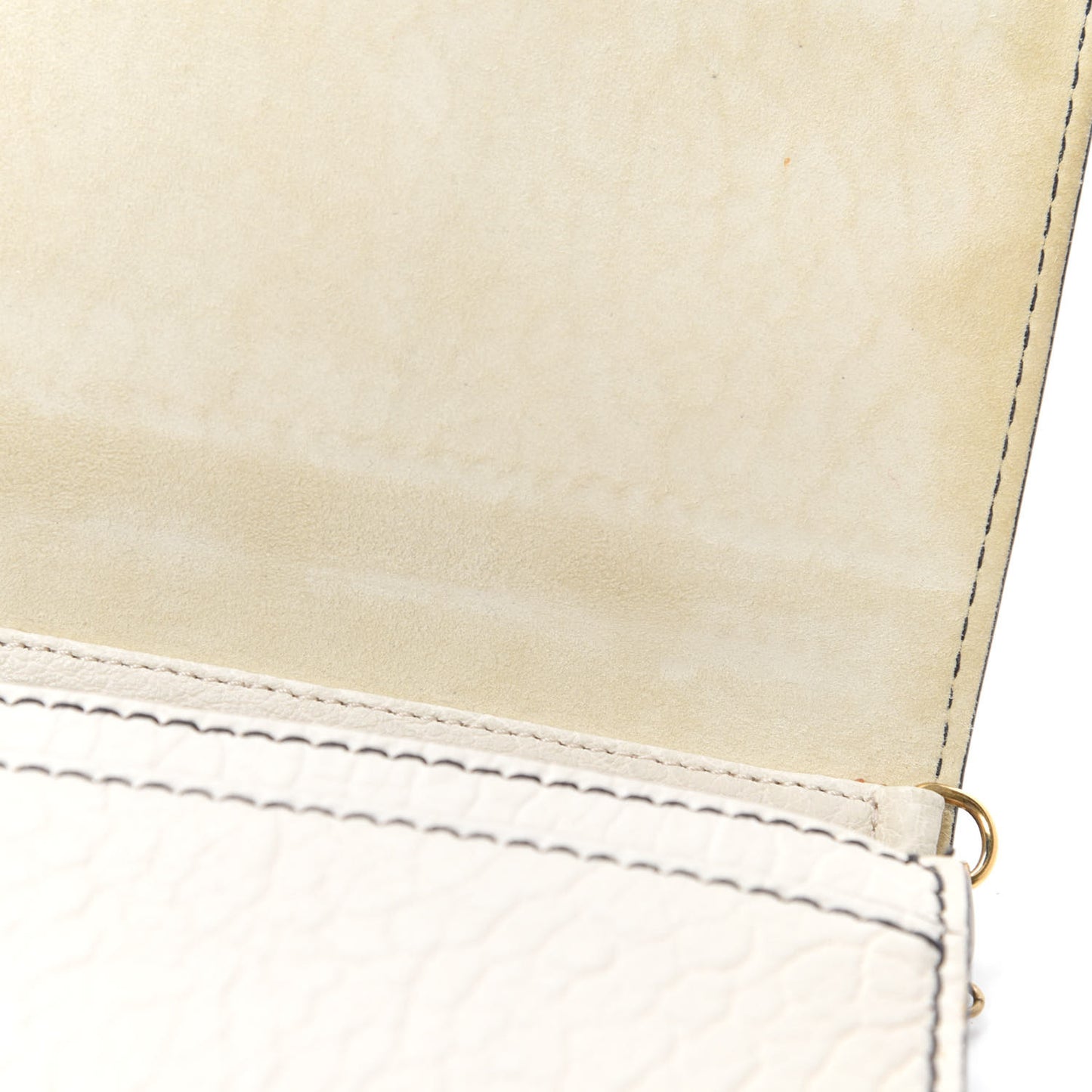 Canyon Grained Lambskin Mini J'Adior Chain Flap Bag White