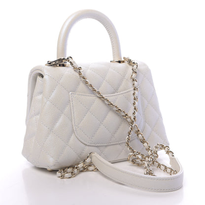 Chanel Iridescent Caviar Quilted Extra Mini Coco Handle Flap White 3 of 10
