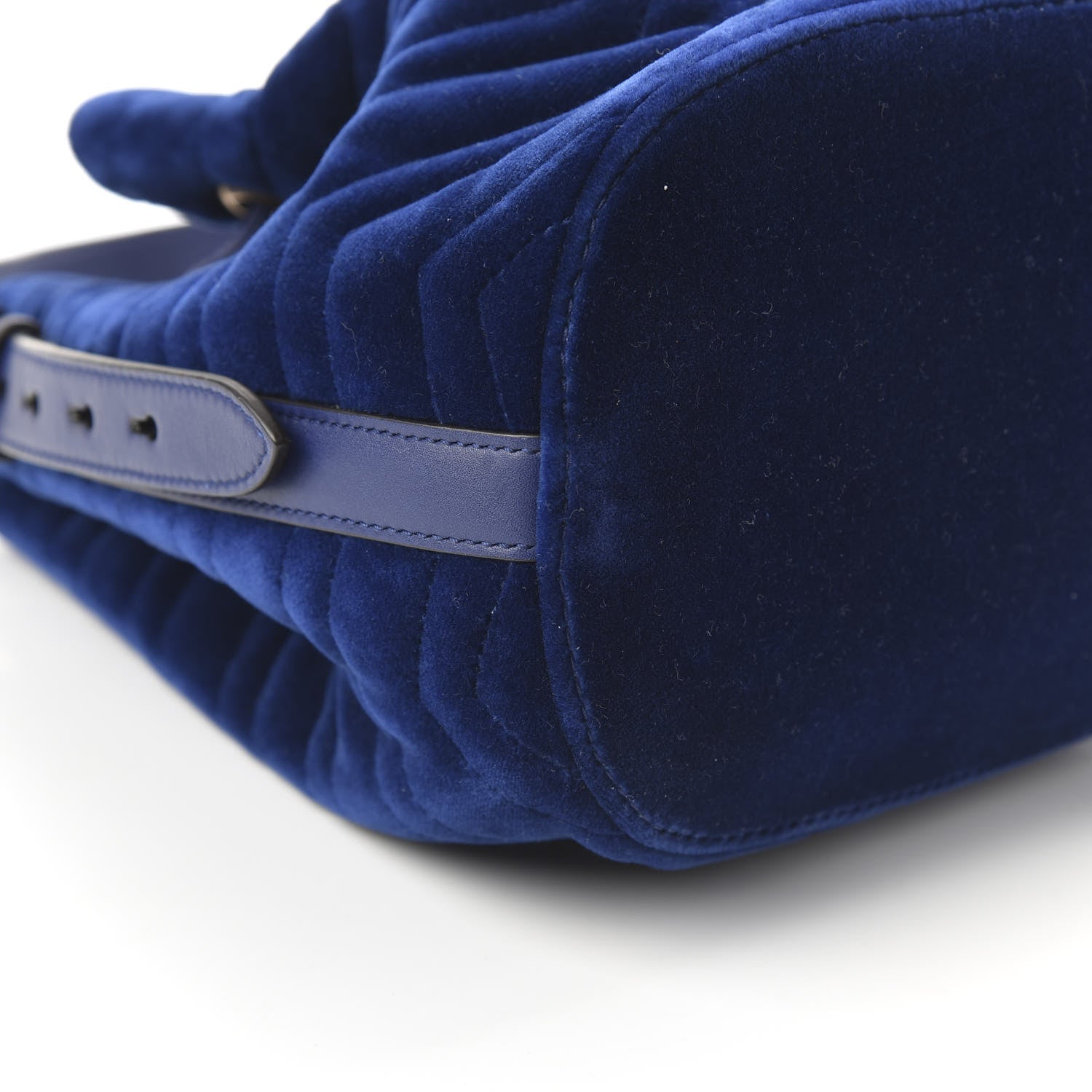 Gucci Velvet Matelasse GG Marmont Bucket Bag Cobalt Blue 6 of 10