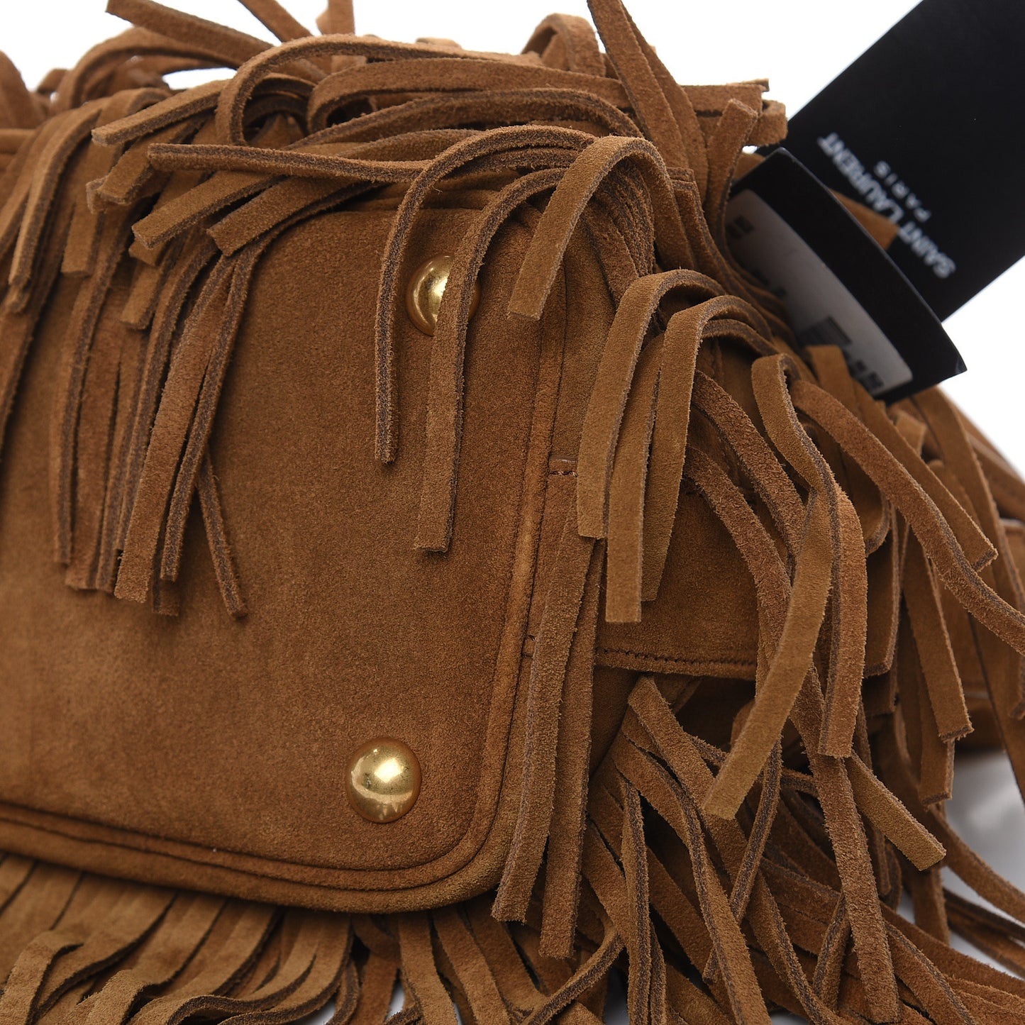 Suede Calfskin Small Emmanuelle Fringe Bucket Bag Light Ocre