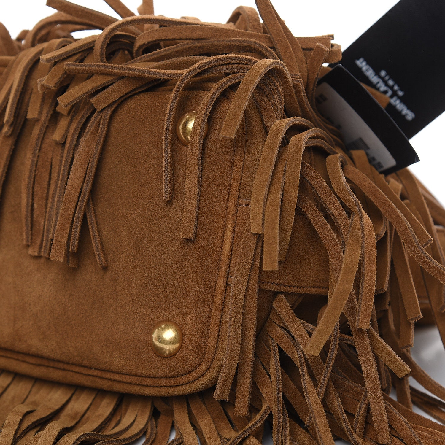 Saint Laurent Suede Calfskin Small Emmanuelle Fringe Bucket Bag Light Ocre 9 of 9
