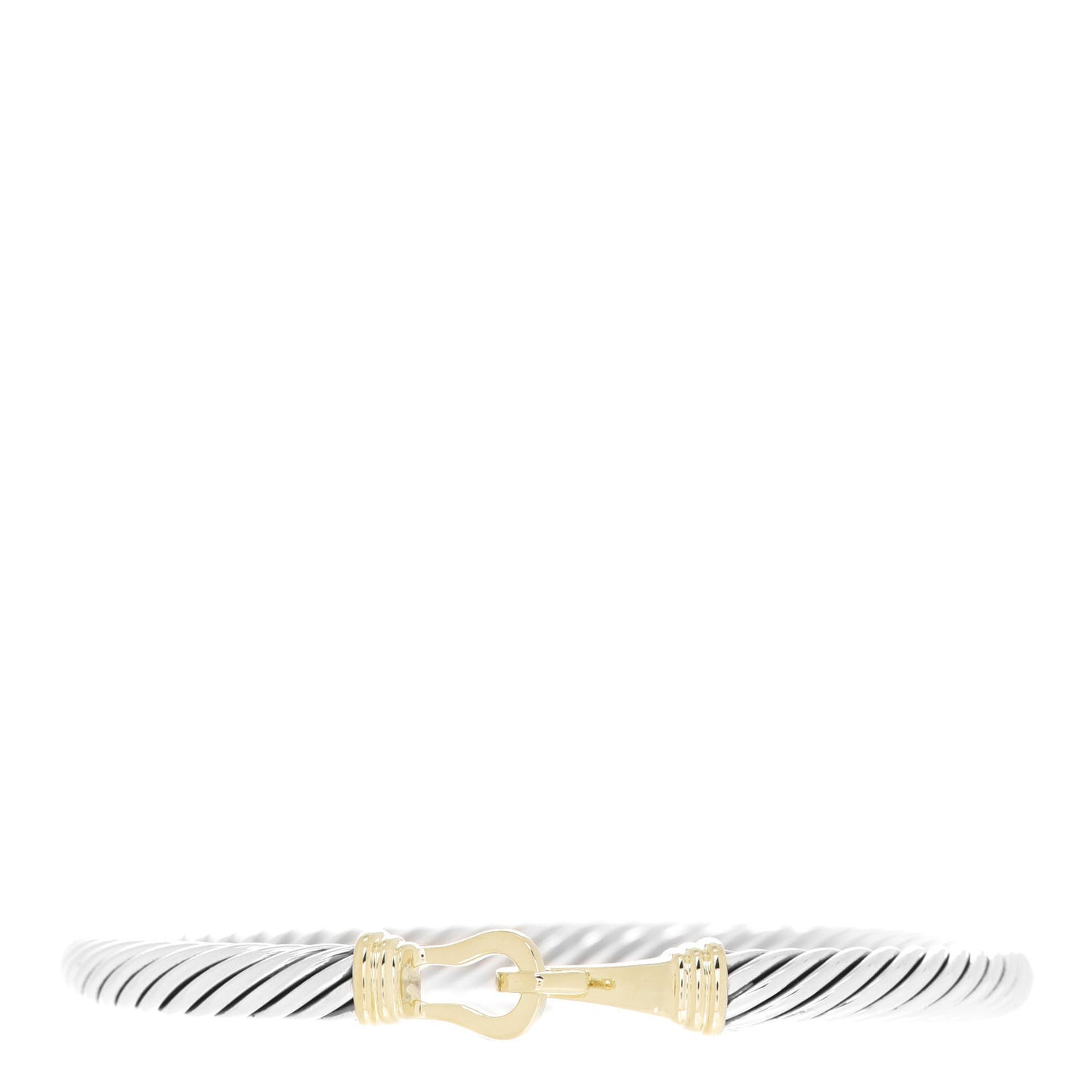 Sterling Silver 14K Yellow Gold 5mm Cable Classic Buckle Bracelet