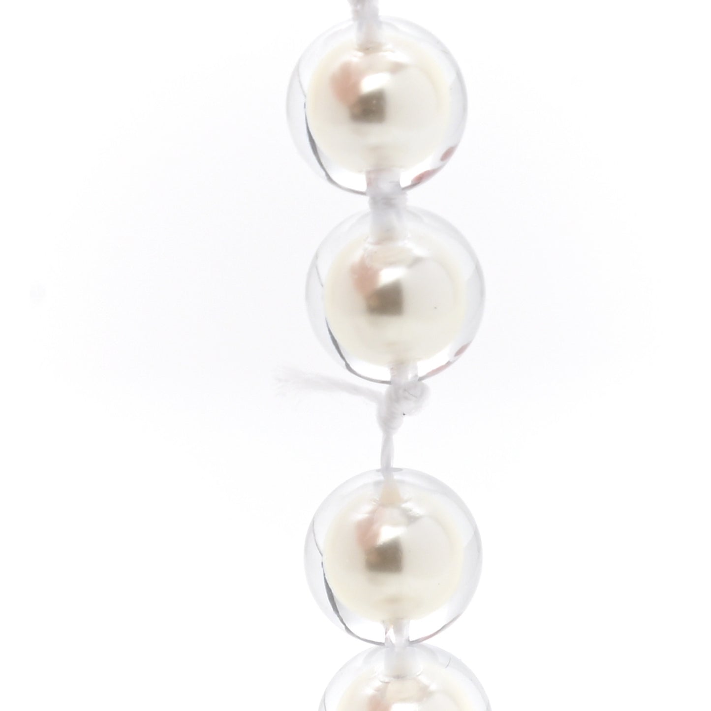 Square Removable Pearl Chain Eyeglasses 2195 Silver