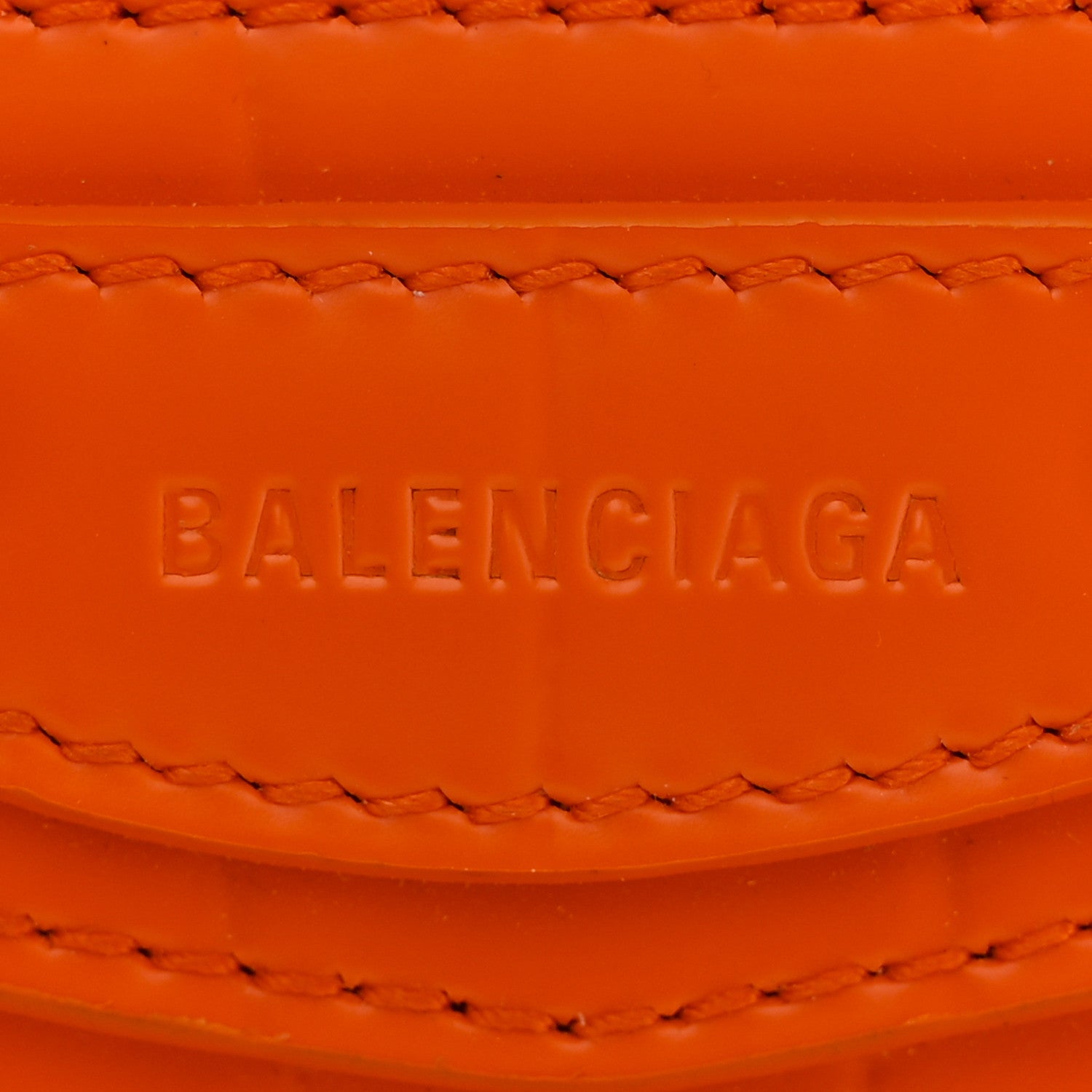 Balenciaga Semi Shiny Calfskin Crocodile Embossed Neo Classic Silver Hardware Long Coin Case Card Holder Orange 6 of 7