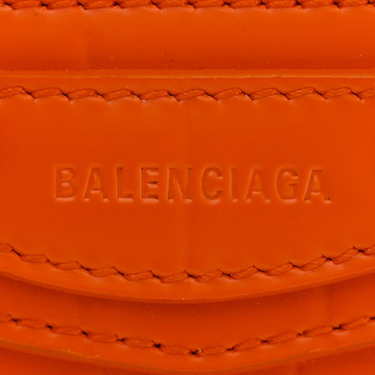 Balenciaga Semi Shiny Calfskin Crocodile Embossed Neo Classic Silver Hardware Long Coin Case Card Holder Orange 6 of 7