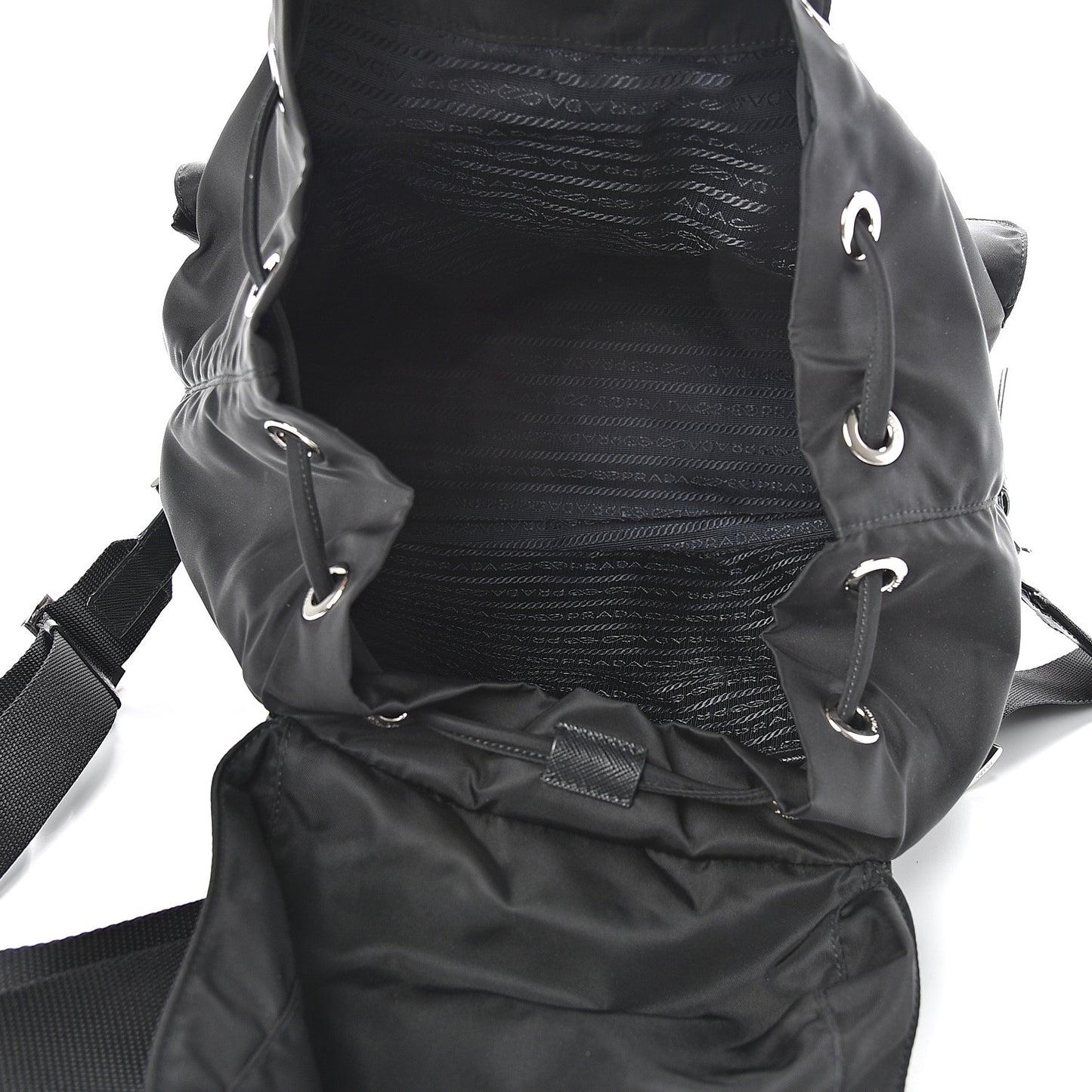 Tessuto Nylon Vela Saffiano Large Backpack Black