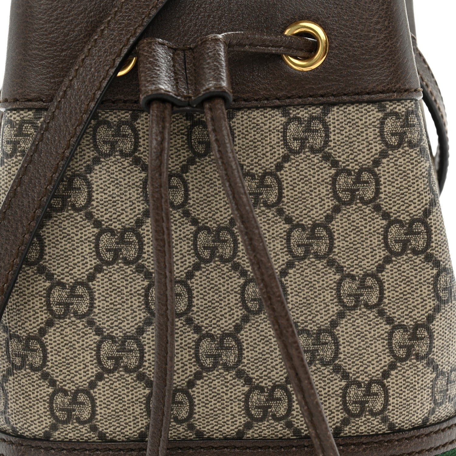 Gucci GG Supreme Monogram Web Mini Ophidia Bucket Bag Brown 8 of 10