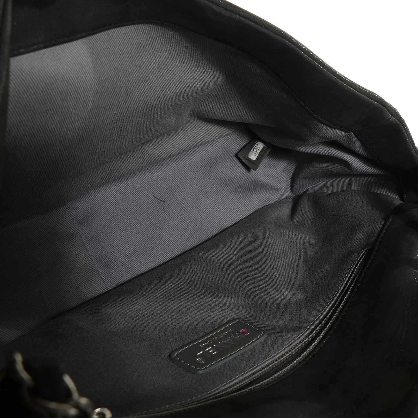 Iridescent Calfskin Glint Flap Black